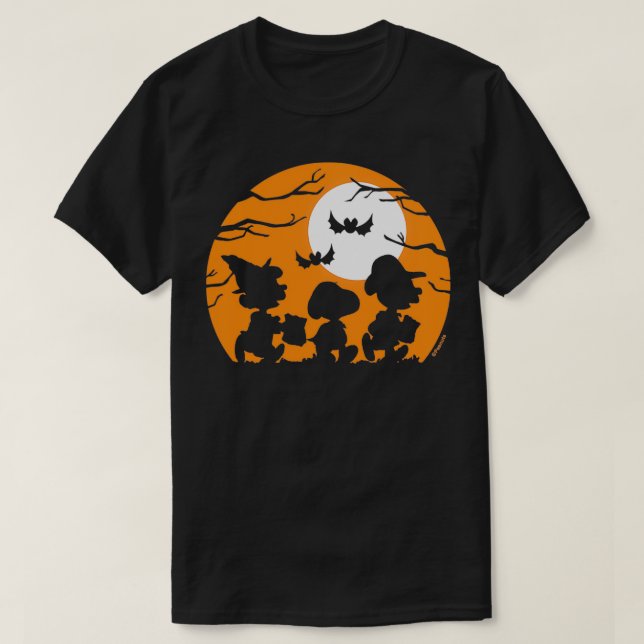 T-shirt Arachides Halloween Trick Ou traiter Silhouettes (Design devant)