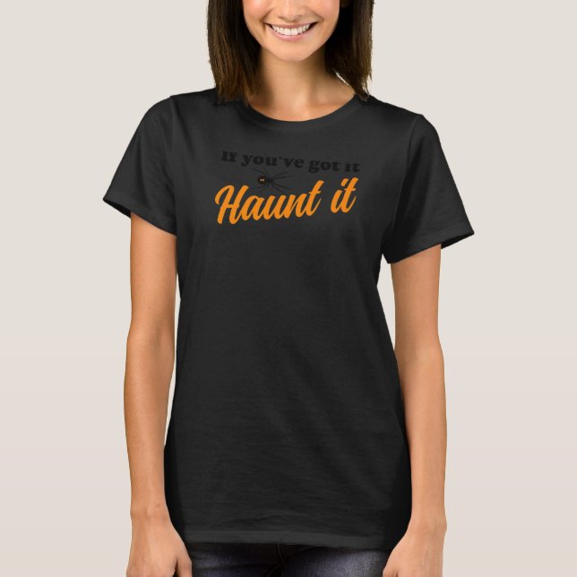 T-shirt Araignée d'Halloween si vous l'avez hantée noir W (Devant)