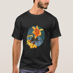 T-shirt Araignée Et Fleurs Fleurit Arachnids Web Soie Inse