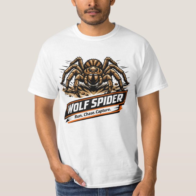 T-shirt Araignée loup – Cours. Poursuis. Capture. (Devant)