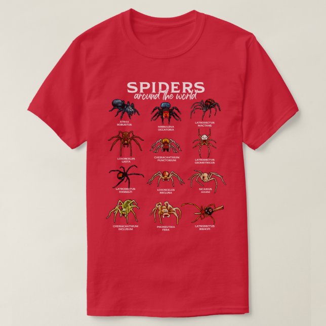 T-shirt Araignées dans le monde types d'araignées (Design devant)