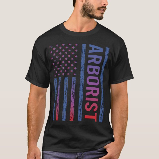 T-shirt Arboriste du drapeau bleu rouge américain (Devant)