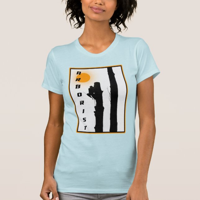T-shirt Arboristes : Monteur silhouette soleil lev (Devant)