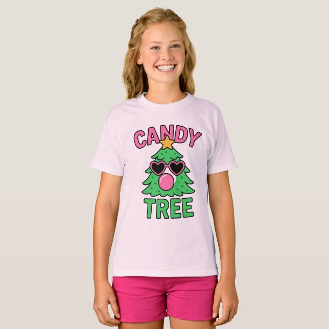 T-shirt Arbre à Bonbons Bubble Gum Noël (Devant entier)