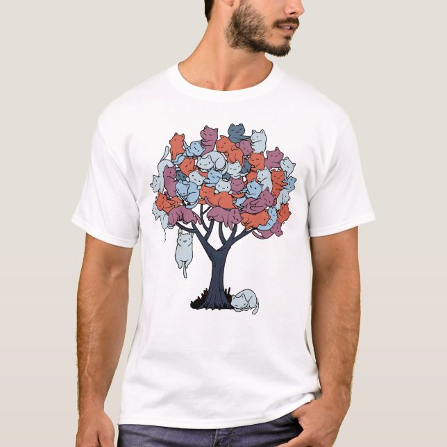 T-shirt Arbre à chat Cool Arbre d'hiver Amoureux des chats (Devant)