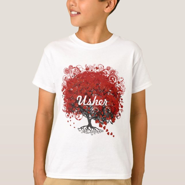 T-shirt Arbre à feuilles de coeur rouge (Devant)