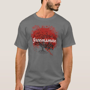 T-shirt Arbre à feuilles de coeur rouge