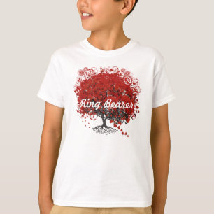T-shirt Arbre à feuilles de coeur rouge