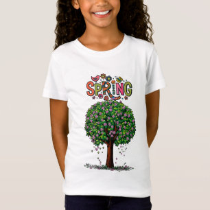 T-Shirt Arbre à fleurs printanier artistique graphique