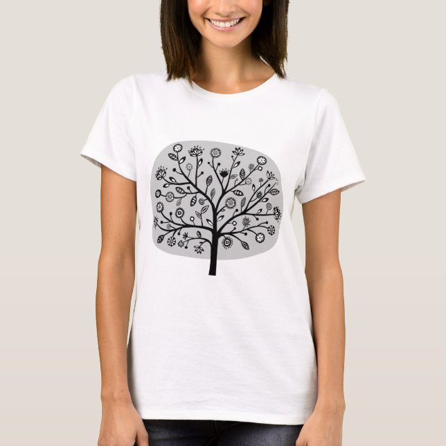 T-shirt Arbre à fleurs stylisé - gris clair (Devant)