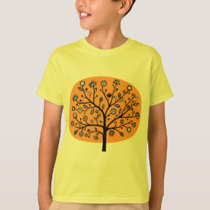 T-shirt Arbre à fleurs stylisé - Orange clair