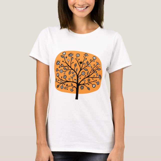 T-shirt Arbre à fleurs stylisé - Orange clair (Devant)