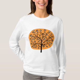 T-shirt Arbre à fleurs stylisé - Orange clair