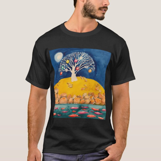 T-shirt Arbre à gomme blanc avec boules (Devant)