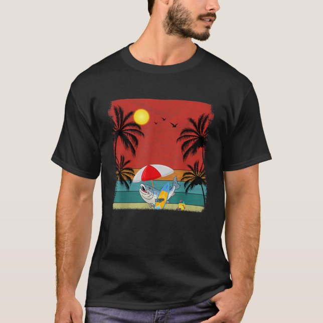 T-shirt Arbre à noix de coco de plage Saumon rétrographiqu (Devant)