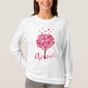 T-shirt Arbre à papillon Amour - Romantique Amour Français