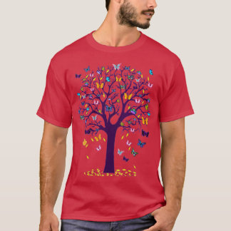 T-shirt Arbre à papillons pour femmes Beau V-Cou