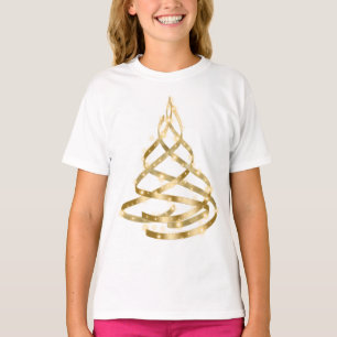 T-shirt Arbre à ruban doré brillant de Noël