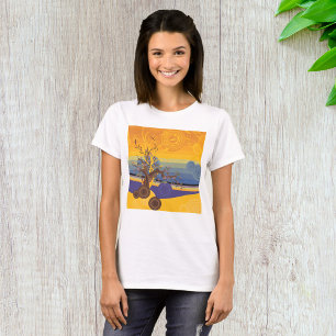 T-shirt Arbre Abstrait de Fleurs de Cerisier Zen au Couche