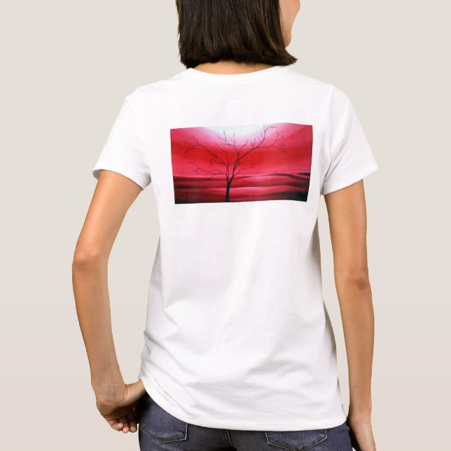 T-shirt Arbre Abstrait Rouge Blanc Élégant Modèle moderne (Dos)