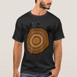 T-shirt Arbre Arbre Arbre Arbre Bois Épais Arbre Cercles