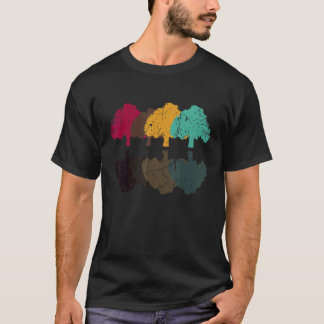 T-shirt Arbre Arbres Style Rétro Pour Randonnée Montagnes 