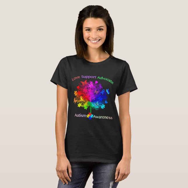 T-shirt Arbre arc-en-ciel Autisme (Devant entier)