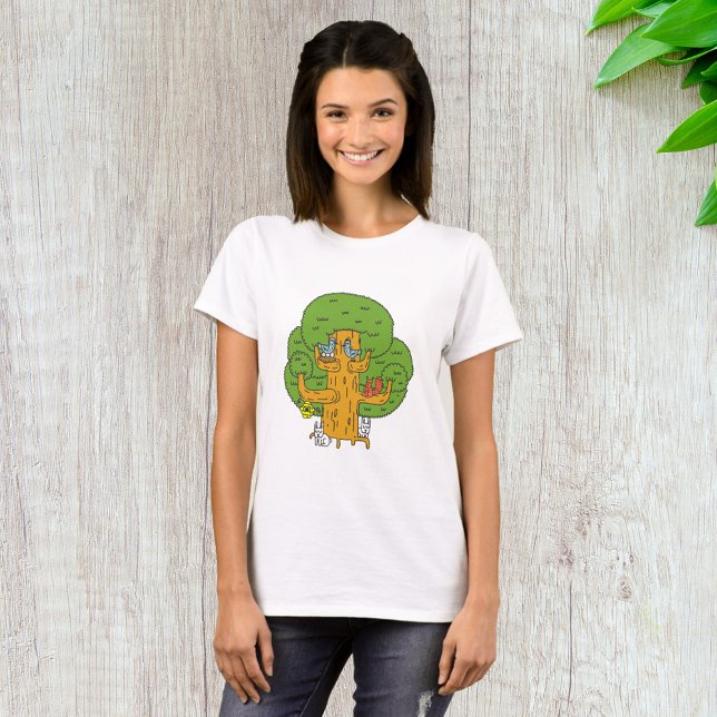 T-shirt Arbre avec des animaux de la forêt Nature mignonne (Créateur téléchargé)