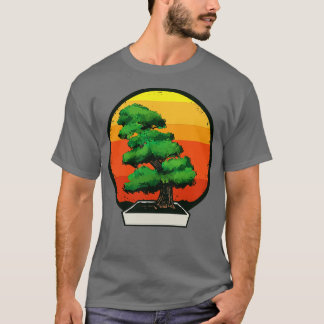 T-shirt Arbre bonsaï dans Bonsai Planteur Retro Sunset