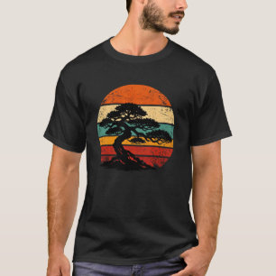 T-shirt Arbre Bonsaï Vintage Crépuscule Rétro Jardin Japon