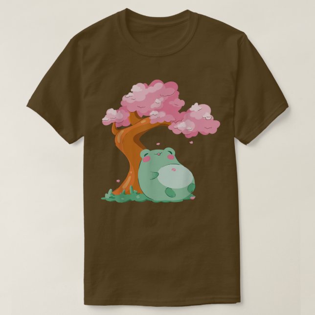 T-shirt Arbre cerisier Sakura Cute Frog Kawaii Japane (Design devant)