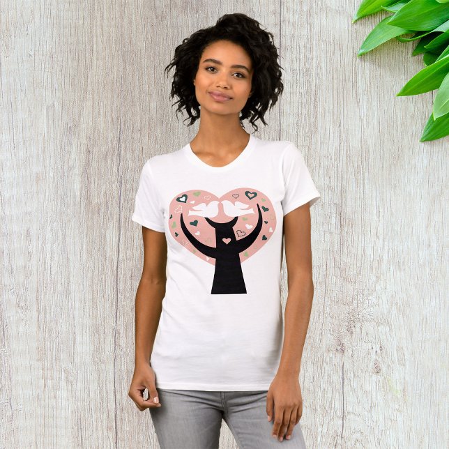 T-shirt Arbre Coeur Avec Deux Oiseaux (Créateur téléchargé)