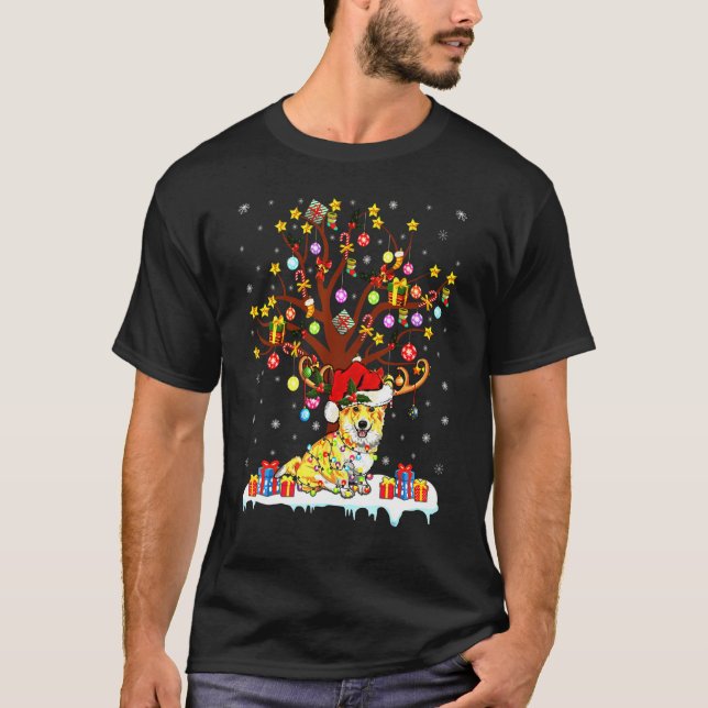 T-shirt Arbre Corgi Arbre de Noël Corgi (Devant)