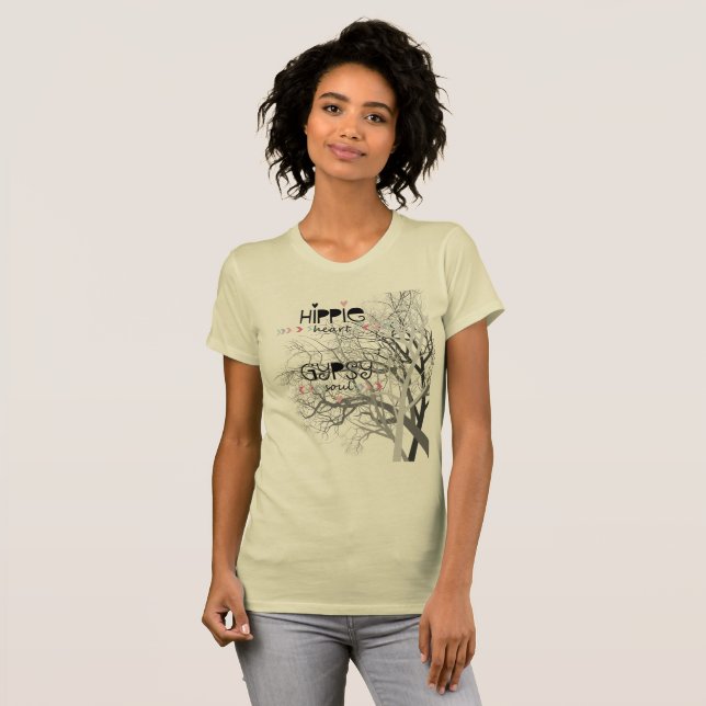 T-shirt Arbre d'âme de coeur hippie de la vie gitan (Devant entier)