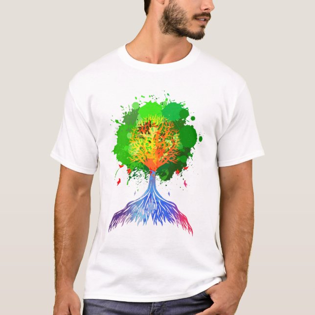 T-shirt Arbre d'arc-en-ciel de la vie (Devant)
