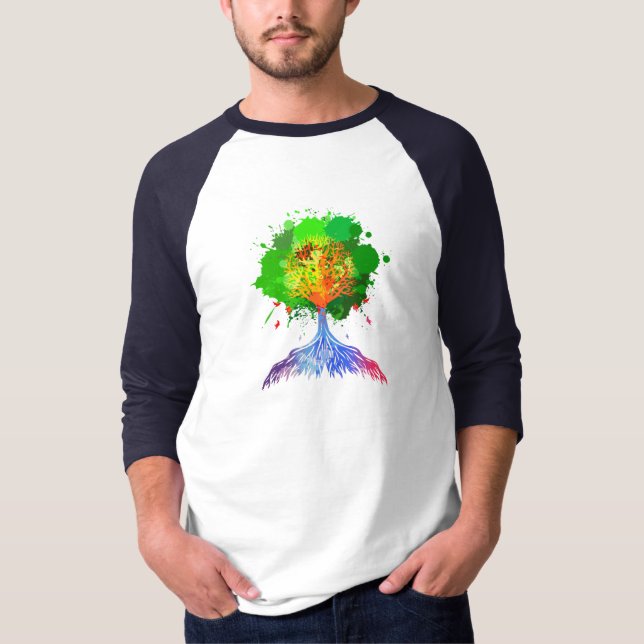 T-shirt Arbre d'arc-en-ciel de la vie (Devant)