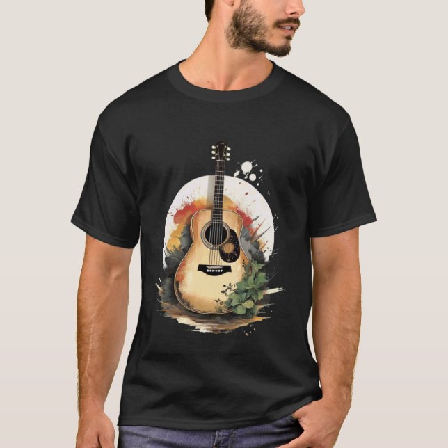 T-shirt Arbre d'art de guitare acoustique (Devant)