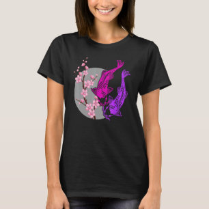 T-shirt Arbre de cerisier japonais Poisson Koi Yin Yang Ho