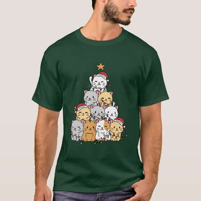 T-shirt Arbre de chats Xmas (Devant)