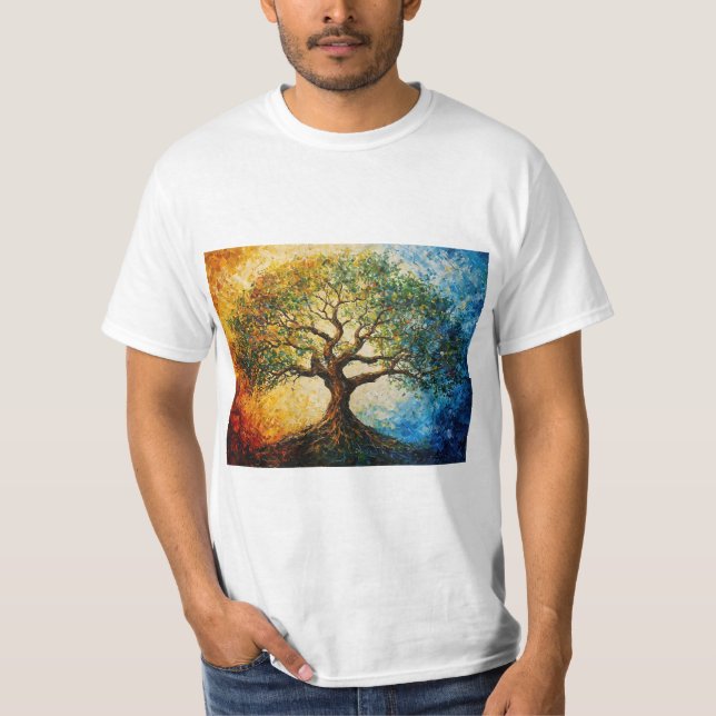 T-shirt Arbre de connaissances - Peinture à l'huile (Devant)
