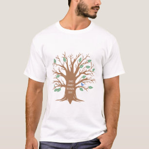 T-shirt Arbre de famille personnalisé avec feuilles et ois
