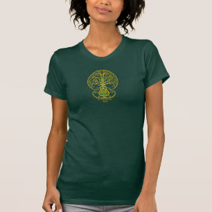 T-shirt Arbre de guitare de la vie vert d'or