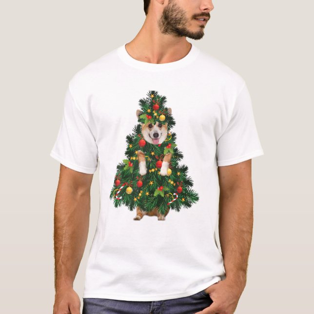 T-shirt Arbre de Noël 2024 Corgi (Devant)