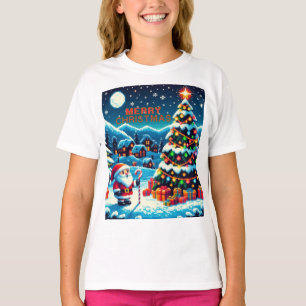 T-shirt Arbre de Noël 8 bits & Père Noël