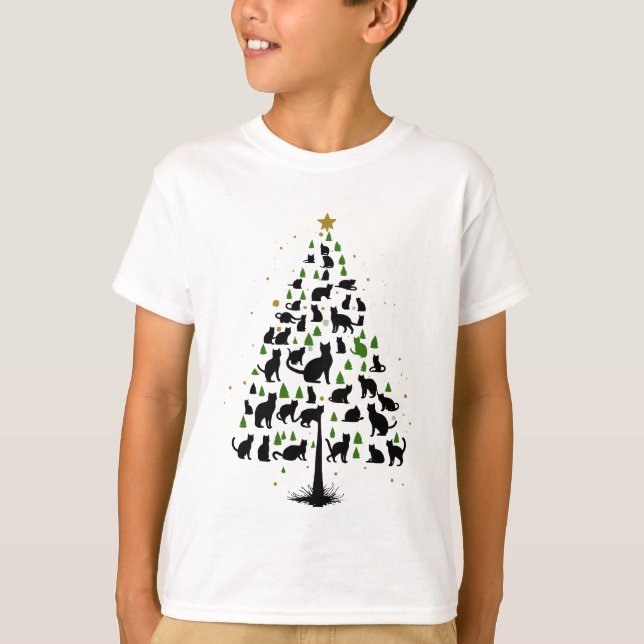 T-shirt Arbre de Noël Amateur de Chat 2 (Devant)