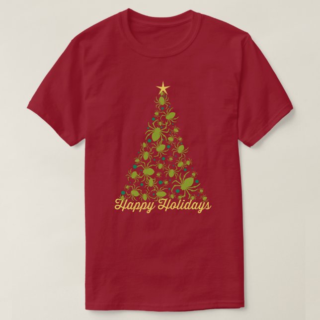 T-shirt Arbre de Noël araignée festive (Design devant)