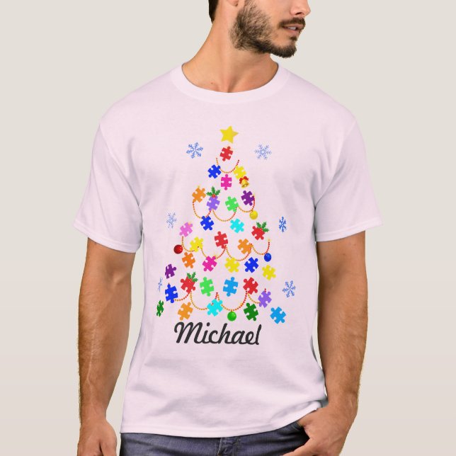 T-shirt Arbre de Noël autiste (Devant)