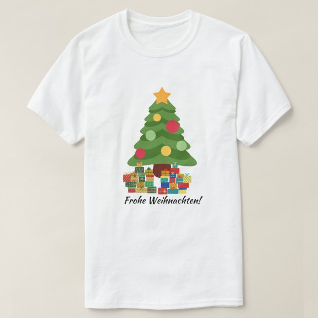 T-shirt Arbre de Noël avec cadeaux Joyeux Noël ! (Design devant)