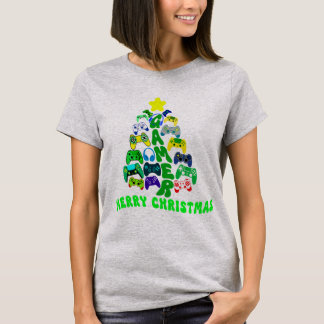 T-shirt Arbre de Noël avec contrôleurs de jeu colorés