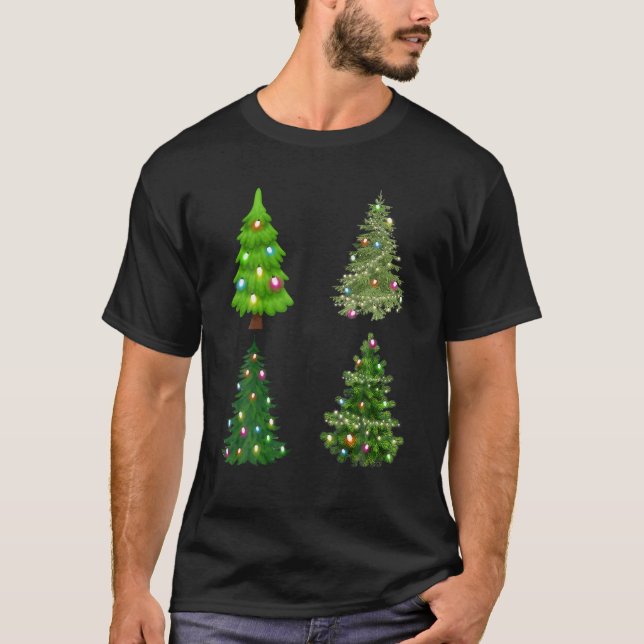 T-shirt Arbre de Noël Avec Pin Led Léger Arbre Xmas Léger (Devant)